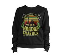 BeringTees Christmas Mordor Fun Run Sweatshirt Funny Fantasy Parody Holiday Jumper Pullover - 2XL BLACK