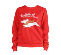 BeringTees Dachshund Through The Snow Sweatshirt, Sweater, Pullover - L RED