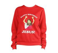 BeringTees Happy Birthday Jesus Christmas Sweatshirt Jumper Funny Xmas Festive Holiday - 2XL RED