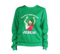 BeringTees Happy Birthday Jesus Christmas Sweatshirt Jumper Funny Xmas Festive Holiday - S GREEN