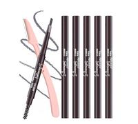 Berinist Waterproof Eyebrow Pencils for Women, 6 Pack Double Sided Grey Eyebrow Pencil with Razor Set, Triangle Tip Makes Defining and Filling Eyebrows for One