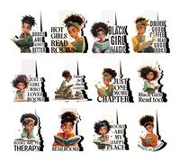 Berirexrion Black Girl Reading Bookmark - 12 PCs African American Women Magnetic Book Mark Inspirational Bulk Aesthetic Magnets Page Markers for Bookish Lovers Students Teachers School Birthday Gift