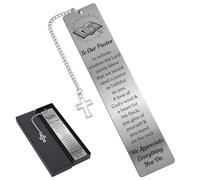 Berirexrion Bookmarks Pastor Appreciation Gifts - Christian Metal Book Mark for Reading Men Women Religious Page Markers with Cross Pendant for Pastors Wife Birthday Retirement Thanksgiving Christmas