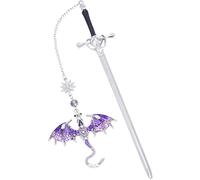 Berirexrion Fantasy Fourth Wing Bookmark - Cool Sward Dragon Book Mark Unique Vintage Tassel Metal Pendant Antique Silver Purple Page Markers Reading Lovers Women Men Teachers Birthday Christmas Gifts