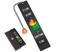 Berirexrion Funny Bookmark for Men - Dumpster Fire Desk Accessories Metal Book Marks Gifts for Reading Women Black Cute Inspirational Page Markers for Boys Girls Kids Students Teachers Birthday School