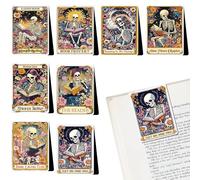 Berirexrion Skeleton Gothic Magnetic Bookmarks - 8 PCs Funny Horror Goth Book Marks Accessories Reading Lovers Cool Unique Fantasy Dark Romance Page Clip Essentials Gifts for Women Men Readers Bookish