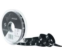 Berisfords 10 mm Little Fir Tree Ribbon, Black and Silver