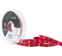 Berisfords 10 mm Little Fir Tree Ribbon, Red and Gold