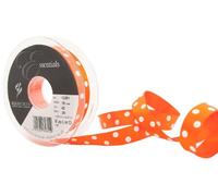 Berisfords 12251 20 m x 15 mm Classic Bold Polka Dot Ribbon, Orange Delight