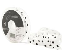 Berisfords 12251 20 m x 15 mm Classic Bold Polka Dot Ribbon, White