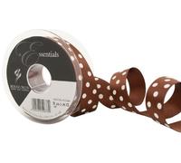 Berisfords 12251 20 m x 25 mm Classic Bold Polka Dot Ribbon, Brown