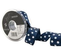 Berisfords 12251 20 m x 25 mm Classic Bold Polka Dot Ribbon, Navy