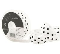 Berisfords 12251 20 m x 25 mm Classic Bold Polka Dot Ribbon, White