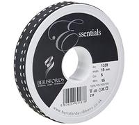 Berisfords 1339-BLIV-15 15 mm Stitch Grosgrain Ribbon, Black/Ivory