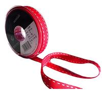 Berisfords 1339-RW-15 15 mm Stitch Grosgrain Ribbon, Red/White