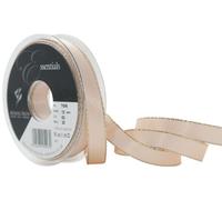 Berisfords 15 mm Gold Edge Satin Ribbon, Cream