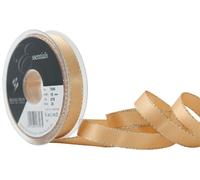 Berisfords 15 mm Gold Edge Satin Ribbon, Honey Gold