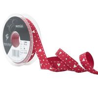 Berisfords 15 mm Hearts and Kisses Ribbon, Red