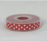 Berisfords 15 mm Polka Dot Spotty Grosgrain Ribbon, Red/Ivory