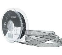 Berisfords 15 mm Random Glitter Wire Edge Ribbon, Black