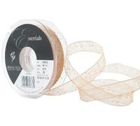 Berisfords 15 mm Random Glitter Wire Edge Ribbon, Honey Gold