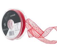 Berisfords 15 mm Random Glitter Wire Edge Ribbon, Red