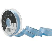 Berisfords 15 mm Silver Edge Satin Ribbon, Cornflower