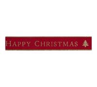 Berisfords 15mm Happy Christmas Ribbon - Red - per metre