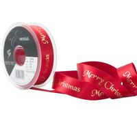 Berisfords 25 mm Merry Christmas Ribbon, Red