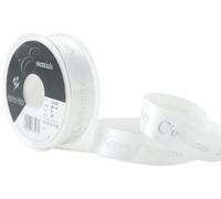 Berisfords 25 mm Merry Christmas Ribbon, White and Silver