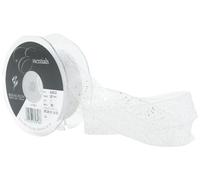 Berisfords 25 mm Random Glitter Wire Edge Ribbon, White