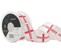 Berisfords 35 mm St George's Cross Printed Ribbon, White