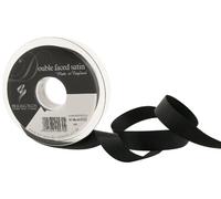 Berisfords 3501 15mm 10 Black Double Satin Ribbon x 20mtr, 15 mm
