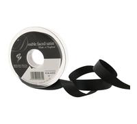 Berisfords 3501 15mm 10 Black Double Satin Ribbon x 20mtr, 15 mm