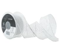 Berisfords 40 mm Wired Tinsel Mesh Ribbon, Silver