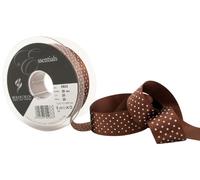 Berisfords 5932 20 m x 25 mm Dainty Micro Dot Ribbon, Brown