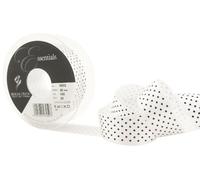 Berisfords 5932 20 m x 25 mm Dainty Micro Dot Ribbon, White