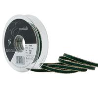 Berisfords 7 mm Gold Edge Satin Ribbon, Forest