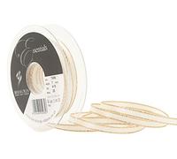 Berisfords 7 mm Polyester Yarn Gold Edge Satin Ribbon, Bridal White