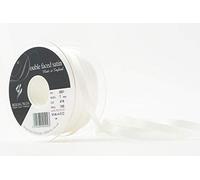 Berisfords 7 mm x 100 m Double Faced Satin Ribbon, Bridal White