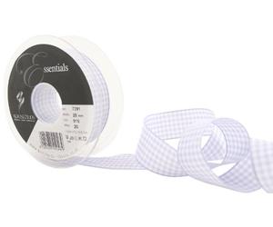 Berisfords 7391 20 m x 25 mm Traditional Check Gingham Ribbon, Orchid
