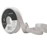 Berisfords 8603-SG-15 15 mm Silver Edge Satin Ribbon, Silver Grey