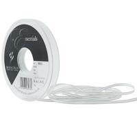 Berisfords 8603-WH-3 3 mm Silver Edge Satin Ribbon, White