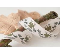 Berisfords Christmas Festive Pets Ribbon, 25mm Width - Per Metre or Roll - Simply Sew Crafty™ (Fox Friends - Green, 20 Metre Roll)