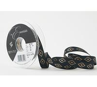 Berisfords Diamond Ribbon, Black, 15 mm