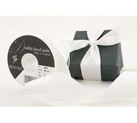 Berisfords Double Satin Ribbon, White, 35 mm