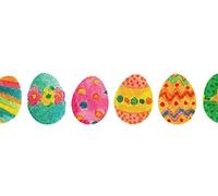 Berisfords Easter/Spring Satin Patterned Ribbon ‘Easter Eggs’ Multicolour on White 25mm Wide 20m Reel