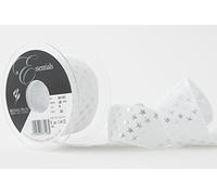 Berisfords Galaxy Ribbon, White/Silver, 35 mm