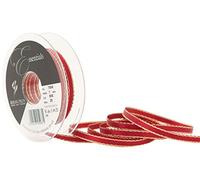 Berisfords Gold Edge Satin Ribbon, Scarletberry, 7 mm