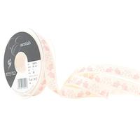 Berisfords Little Rabbit Ribbon, Natural/Pink, 15 mm Width, 20 metre Length